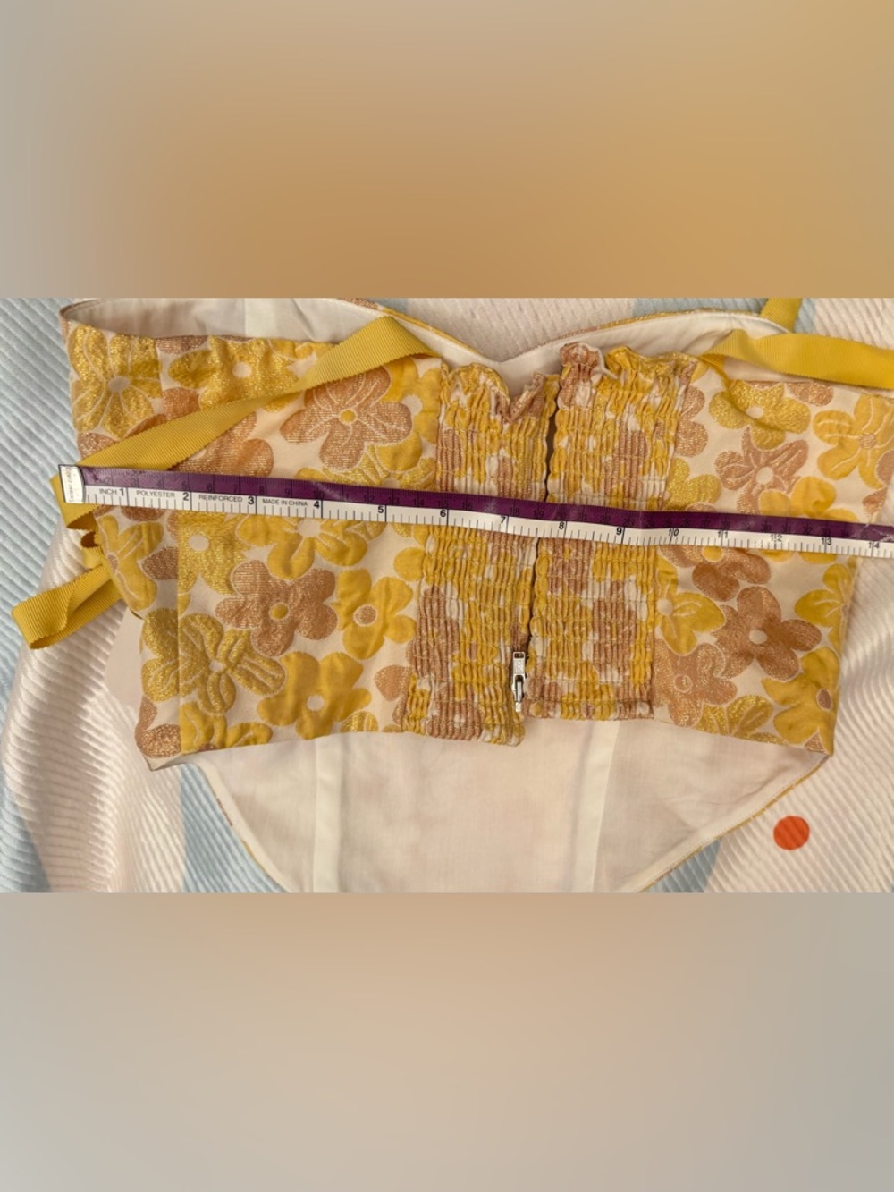 Reformation Yellow and Light Pink Floral Tie-Shoulder Bustier - Picture 8 of 9